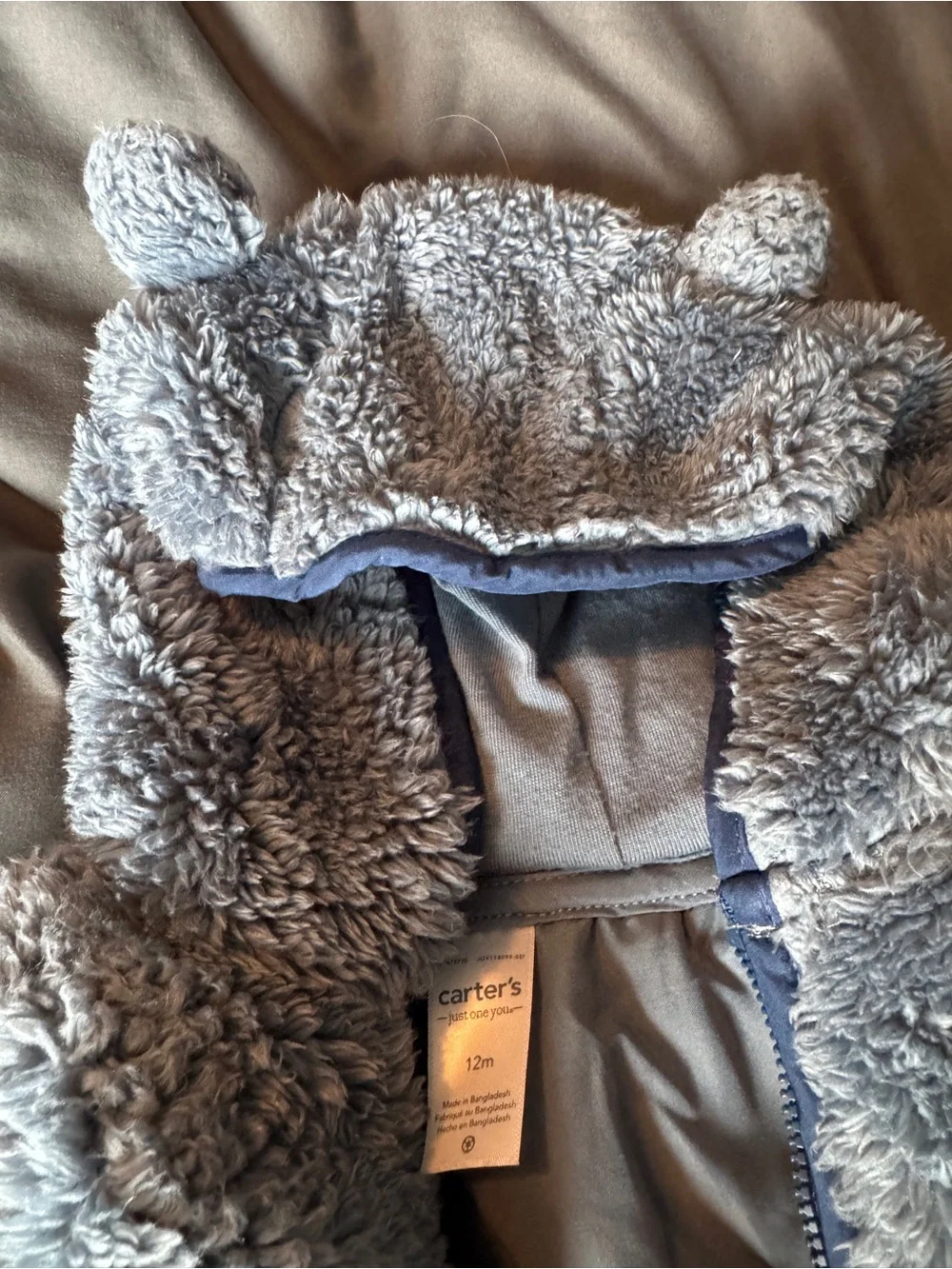 Carter's Plush Hooded Puffer Jacket - Gray
